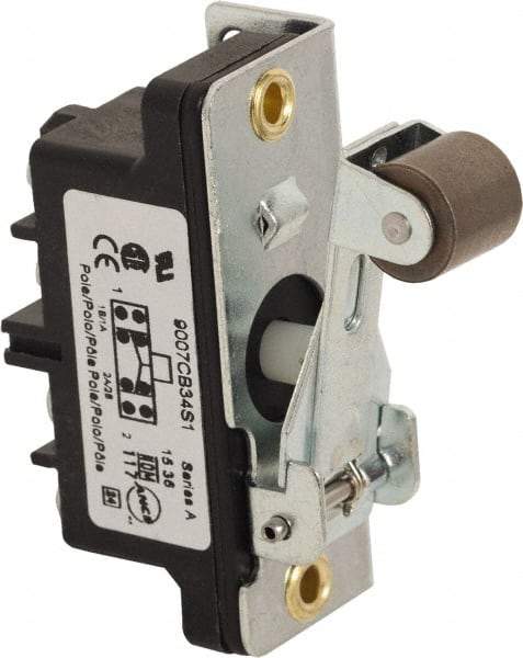 Square D - DPDT, 2NC/2NO, 600 Volt, Screw Terminal, Roller Plunger Actuator, General Purpose Limit Switch - 1 NEMA Rating, IP20 IPR Rating, Bracket Mount, 1/2 Lb. Operating Force - USA Tool & Supply