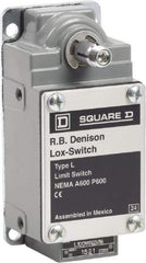 Square D - DPST, 2NO, 600 Volt, Screw Terminal, Rotary Spring Return Actuator, General Purpose Limit Switch - 1, 2, 4, 12, 13 NEMA Rating, IP67 IPR Rating - USA Tool & Supply