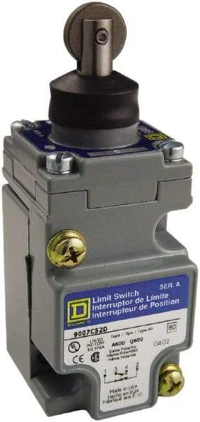 Square D - SPDT, NC/NO, 600 Volt Screw Terminal, Roller Plunger Actuator, General Purpose Limit Switch - 1, 2, 4, 6, 12, 13, 6P NEMA Rating, IP67 IPR Rating - USA Tool & Supply