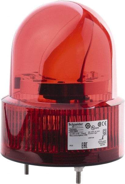 Schneider Electric - Red LED Flashing Rotating Mirror with Buzzer - 50 to 90 dB, Screw Mount, IP23, 24 VAC/VDC, 14 to 122°F - USA Tool & Supply