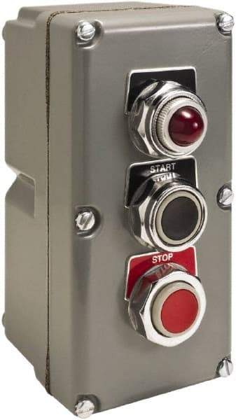 Schneider Electric - 1.18 Inch Mount Hole, Extended Straight, Pushbutton Switch - Weatherproof, Dust and Oil Resistant - USA Tool & Supply