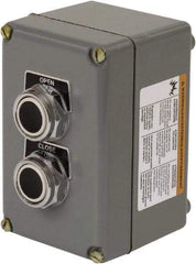 Schneider Electric - 2 Operator, Pushbutton Control Station - Open-Close (Legend), Momentary Switch, 2NO/2NC Contact, NEMA 1, 13, 3, 4 - USA Tool & Supply