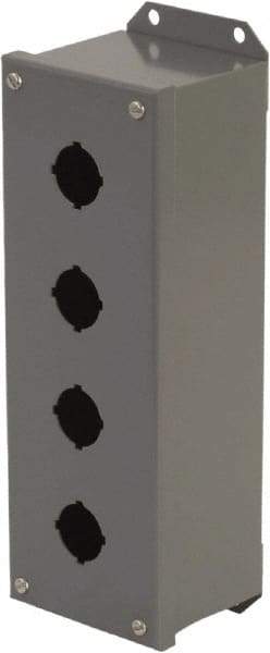 Schneider Electric - 4 Hole, 30mm Hole Diameter, Steel Pushbutton Switch Enclosure - 3, 13 NEMA Rated - USA Tool & Supply