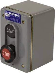 Schneider Electric - 2 Operator, Flush Pushbutton, Mushroom Head Control Station - Start, Stop (Legend), Momentary Switch, NO/NC Contact, NEMA 1, 4 - USA Tool & Supply
