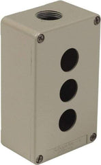 Schneider Electric - 3 Hole, 1.18 Inch Hole Diameter, Zinc Alloy Pushbutton Switch Enclosure - 5.12 Inch High x 3.15 Inch Wide x 2.03 Inch Deep, 4, 13 NEMA Rated - USA Tool & Supply