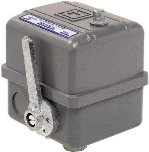 Square D - 1, 7, 9 and 3R NEMA Rated, 80 to 100 psi, Electromechanical Pressure and Level Switch - Adjustable Pressure, 575 VAC, L1-T1, L2-T2 Terminal, For Use with Square D Pumptrol - USA Tool & Supply