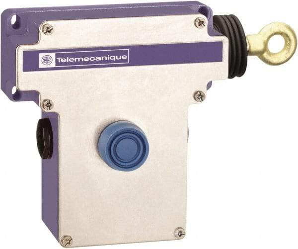 Telemecanique Sensors - 10 Amp, 2NO/2NC Configuration, Right Hand Operation, Rope Operated Limit Switch - Pushbutton Reset, Cable Pull, 300 VAC - USA Tool & Supply