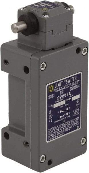 Square D - DPDT, 2NC/2NO, 600 Volt Screw Terminal, Roller Plunger Actuator, General Purpose Limit Switch - 1, 2, 4, 6, 12, 13, 6P NEMA Rating, IP67 IPR Rating - USA Tool & Supply