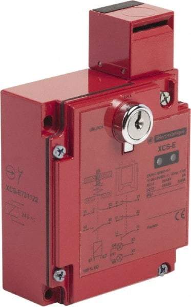 Telemecanique Sensors - 2NO/2NC Configuration, 300 VAC, 5 Amp, Metal Key Safety Limit Switch - 3.86 Inch Wide x 1.73 Inch Deep x 5-3/4 Inch High, IP67 Ingress Rating - USA Tool & Supply