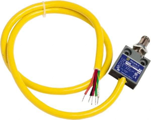 Square D - SPDT, NC/NO, 240 VAC, Prewired Terminal, Roller Plunger Actuator, General Purpose Limit Switch - 1, 2, 4, 6, 6P NEMA Rating, IP67 IPR Rating, Panel Mount, 80 Ounce Operating Force - USA Tool & Supply