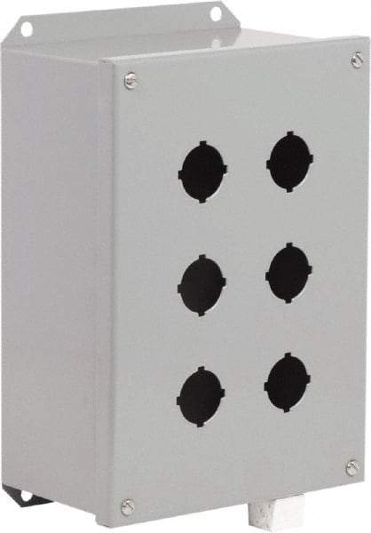 Schneider Electric - 6 Hole, 30mm Hole Diameter, Steel Pushbutton Switch Enclosure - 3, 13 NEMA Rated - USA Tool & Supply