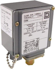 Square D - 4, 13 and 4X NEMA Rated, SPDT, 3 to 150 psi, Electromechanical Pressure and Level Switch - Fixed Pressure, 120 VAC at 6 Amp, 125 VDC at 0.22 Amp, 240 VAC at 3 Amp, 250 VDC at 0.27 Amp, 1/4 Inch Connector, Screw Terminal, For Use with 9012G - USA Tool & Supply