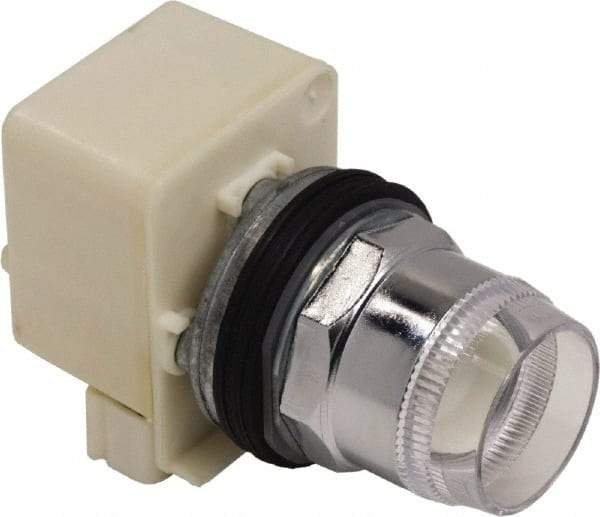 Schneider Electric - 1.18 Inch Mount Hole, Extended Straight, Pushbutton Switch Only - Round, Illuminated, Momentary (MO), Weatherproof, Dust and Oil Resistant - USA Tool & Supply