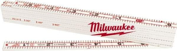 Milwaukee Tool - 6-1/2' Long, 1/100" Graduation, Folding Rule - 1-3/8" Wide, Composite Laminate - USA Tool & Supply