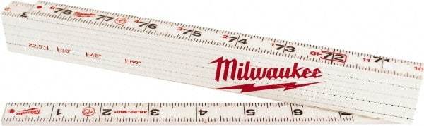 Milwaukee Tool - 6-1/2' Long, 1/16" Graduation, Folding Rule - 1-3/8" Wide, Composite Laminate - USA Tool & Supply