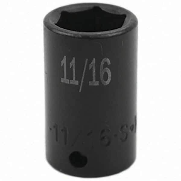 SK - Impact Socket - 3/8"DR 6PT 11/16" SEMI-DEEP IMPACT SOCKET - USA Tool & Supply