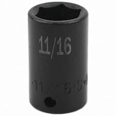 SK - Impact Socket - 3/8"DR 6PT 11/16" SEMI-DEEP IMPACT SOCKET - USA Tool & Supply