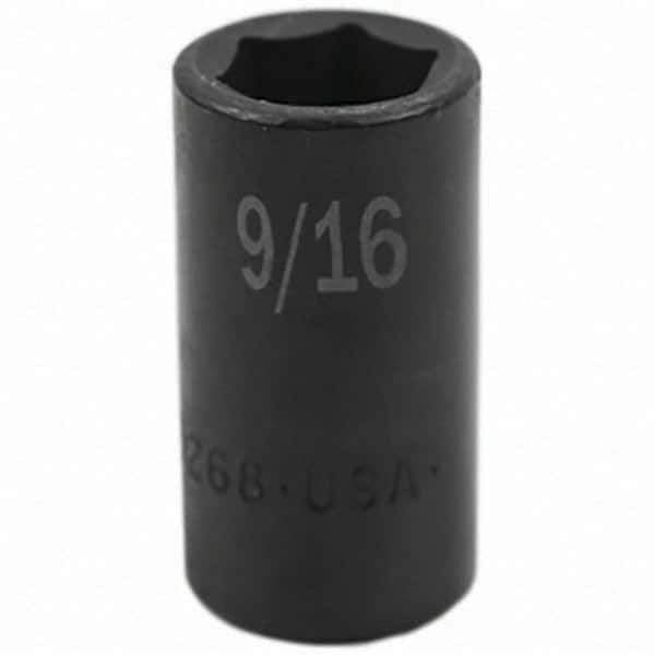 SK - Impact Socket - 3/8"DR 6PT 9/16" SEMI-DEEP IMPACT SOCKET - USA Tool & Supply