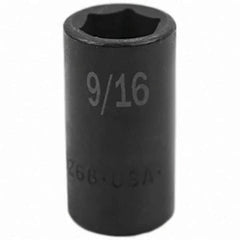 SK - Impact Socket - 3/8"DR 6PT 9/16" SEMI-DEEP IMPACT SOCKET - USA Tool & Supply