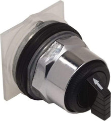 Schneider Electric - 1.18 Inch Mount Hole, 3 Position, Knob and Pushbutton Operated, Selector Switch Only - Black, Momentary (MO), without Contact Blocks, Weatherproof and Dust and Oil Resistant - USA Tool & Supply