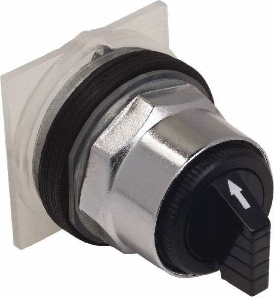 Schneider Electric - 1.18 Inch Mount Hole, 3 Position, Knob and Pushbutton Operated, Selector Switch Only - Black, Maintained (MA), without Contact Blocks, Weatherproof and Dust and Oil Resistant - USA Tool & Supply