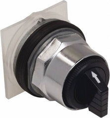 Schneider Electric - 1.18 Inch Mount Hole, 3 Position, Knob and Pushbutton Operated, Selector Switch Only - Black, Maintained (MA), without Contact Blocks, Weatherproof and Dust and Oil Resistant - USA Tool & Supply