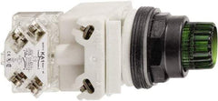 Schneider Electric - 30mm Mount Hole, Extended Straight, Pushbutton Switch Only - Octagon, Green Pushbutton, Illuminated, Momentary (MO) - USA Tool & Supply