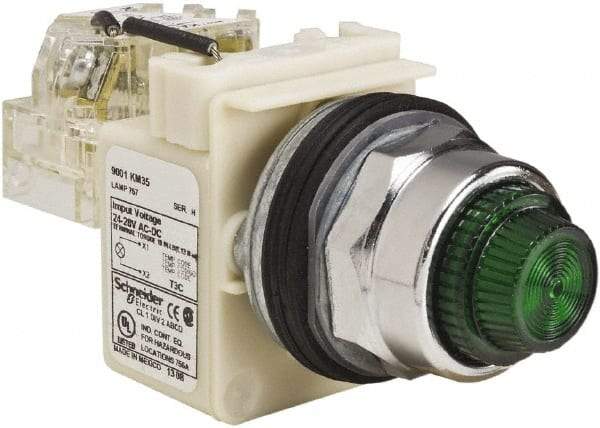 Schneider Electric - 120 VAC Green Lens Indicating Light - Screw Clamp Connector - USA Tool & Supply