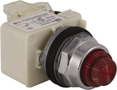 Schneider Electric - 24 V Red Lens LED Press-to-Test Indicating Light - Octagonal Lens, Screw Clamp Connector - USA Tool & Supply