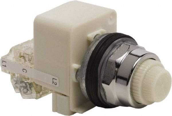 Schneider Electric - 120 VAC White Lens LED Indicating Light - Screw Clamp Connector - USA Tool & Supply