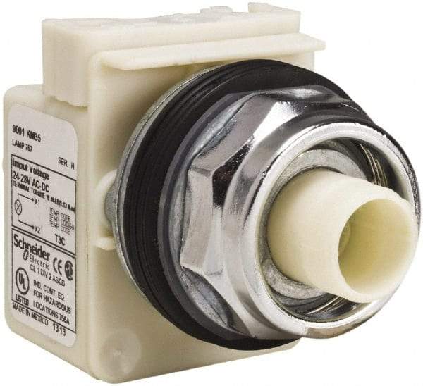 Schneider Electric - 1.18 Inch Mount Hole, Extended Straight, Pushbutton Switch Only - Round, Illuminated, Maintained (MA), Weatherproof, Dust and Oil Resistant - USA Tool & Supply