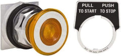 Schneider Electric - 30mm Mount Hole, Extended Straight, Pushbutton Switch Only - Amber Pushbutton, Maintained (MA) - USA Tool & Supply