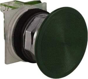 Schneider Electric - 30mm Mount Hole, Extended Straight, Pushbutton Switch with Contact Block - Green Pushbutton, Momentary (MO) - USA Tool & Supply