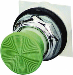 Schneider Electric - 1.18 Inch Mount Hole, Extended Straight, Pushbutton Switch Only - Round, Green Pushbutton, Momentary (MO), Weatherproof, Dust and Oil Resistant - USA Tool & Supply
