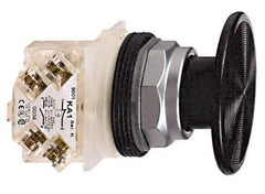 Schneider Electric - 30mm Mount Hole, Extended Mushroom Head, Pushbutton Switch with Contact Block - Round, Black Pushbutton, Momentary (MO) - USA Tool & Supply
