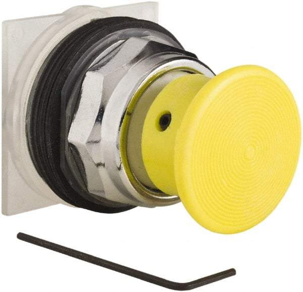 Schneider Electric - 30mm Mount Hole, Extended Straight, Pushbutton Switch Only - Yellow Pushbutton, Momentary (MO) - USA Tool & Supply