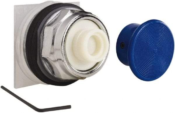 Schneider Electric - Flush Pushbutton Switch Operator - Blue, Round Button, Nonilluminated - USA Tool & Supply