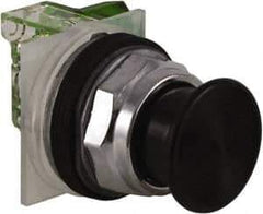 Schneider Electric - 30mm Mount Hole, Extended Straight, Pushbutton Switch with Contact Block - Black Pushbutton, Momentary (MO) - USA Tool & Supply