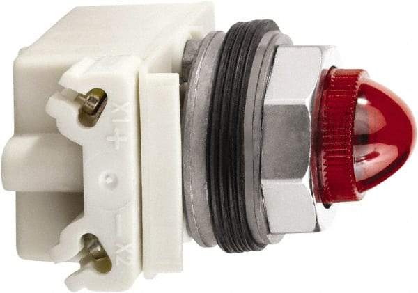 Schneider Electric - 120 V Red Lens Incandescent Pilot Light - Round Lens, Screw Clamp Connector - USA Tool & Supply