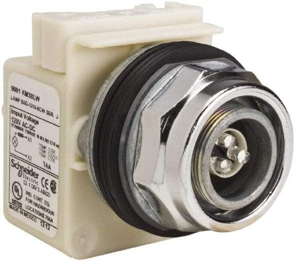 Schneider Electric - 120 V LED Pilot Light - Round Lens, Screw Clamp Connector - USA Tool & Supply