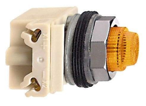 Schneider Electric - 120 V Amber Lens LED Pilot Light - Round Lens, Screw Clamp Connector - USA Tool & Supply