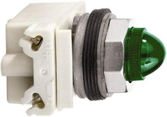 Schneider Electric - 24 V Green Lens Incandescent Pilot Light - Round Lens, Screw Clamp Connector - USA Tool & Supply