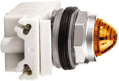 Schneider Electric - 120 V Amber Lens LED Pilot Light - Round Lens, Screw Clamp Connector - USA Tool & Supply