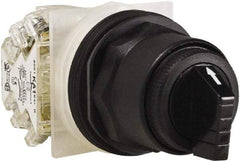 Schneider Electric - 1.18 Inch Mount Hole, 3 Position, Knob and Pushbutton Operated, Selector Switch - Black, Maintained (MA), Anticorrosive, Weatherproof, Dust and Oil Resistant - USA Tool & Supply