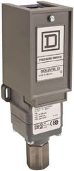 Square D - 1 NEMA Rated, SPDT, 20 to 1,000 psi, Electromechanical Pressure and Level Switch - Adjustable Pressure, 120 VAC at 6 Amp, 125 VDC at 0.22 Amp, 240 VAC at 3 Amp, 250 VDC at 0.27 Amp, 1/4 Inch Connector, Screw Terminal, For Use with 9012G - USA Tool & Supply