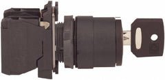 Schneider Electric - 22mm Mount Hole, 3 Position, Key Operated, Selector Switch with Contact Blocks - Maintained (MA), 2NO, Shock, Vibration and Water Resistant - USA Tool & Supply
