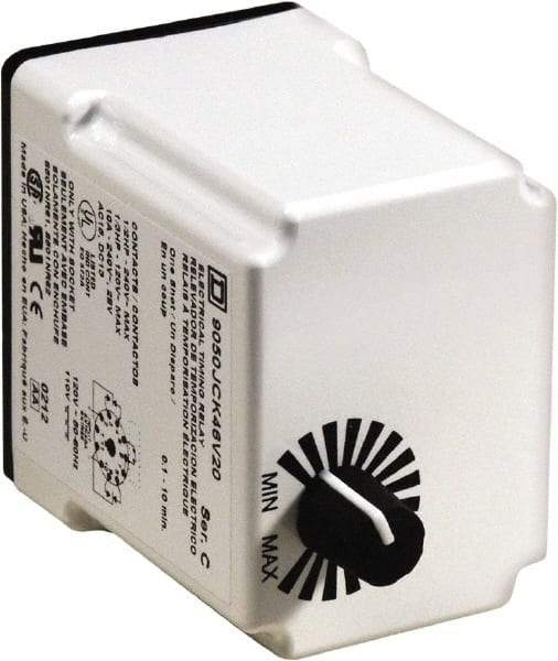 Square D - 0.1 to 10 min Delay, DPDT Time Delay Relay - 10 Contact Amp, 110 VDC & 120 VAC - USA Tool & Supply