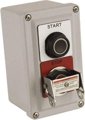Square D - 2 Operator, Projecting Pushbutton Control Station - Start, Stop (Legend), Momentary Switch, NO/2NC Contact, NEMA 13, 3, 4, 4X - USA Tool & Supply