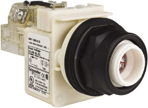 Schneider Electric - 28 V Red Lens LED Pilot Light - Round Lens, Screw Clamp Connector, 54mm OAL x 42mm Wide, Vibration Resistant - USA Tool & Supply