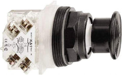 Schneider Electric - 30mm Mount Hole, Extended Mushroom Head, Pushbutton Switch with Contact Block - Round, Black Pushbutton, Maintained (MA) - USA Tool & Supply